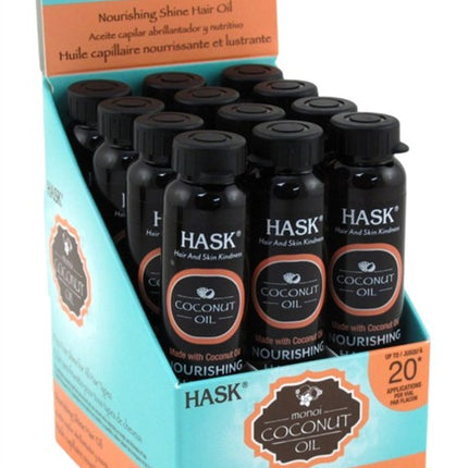 Hask Vials Coconut Oil Nourish Shine Hair Oil (12 Pieces) Display