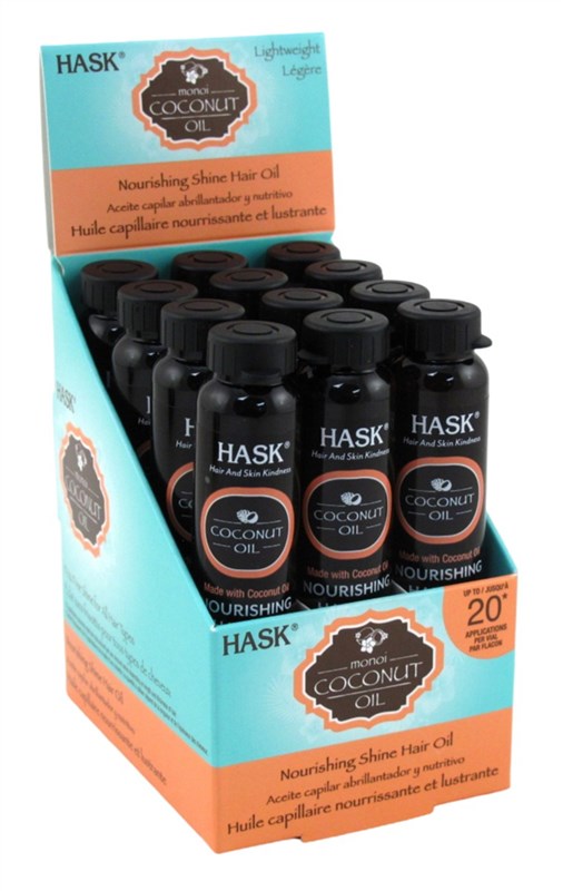 Hask Vials Coconut Oil Nourish Shine Hair Oil (12 Pieces) Display