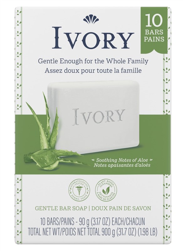 Ivory Bar Soap Soothing Notes Of Aloe 10 Count