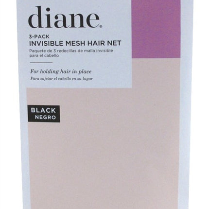 Diane Hair Net Invisible Mesh Black 3 Pack (12 Pieces)