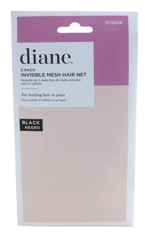 Diane Hair Net Invisible Mesh Black 3 Pack (12 Pieces)