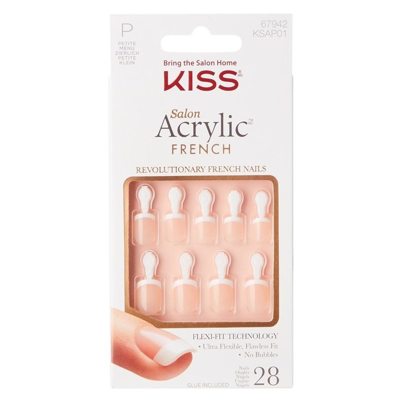 Kiss Salon Acrylic French 28 Count Petite Length Nude