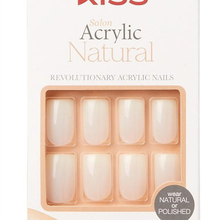 Kiss Salon Acrylic Natural 28 Count Medium Length Flat Tip