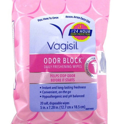 Vagisil Daily Freshening Wipes Odor Block (3 Pieces)
