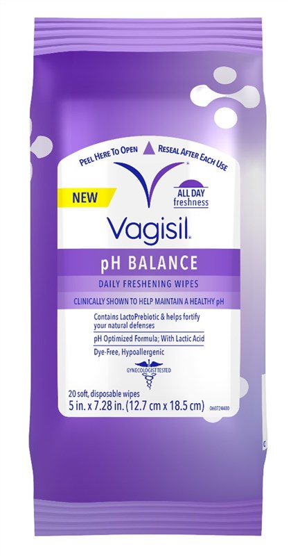 Vagisil Daily Freshening Wipes Ph Balance 20 Count (3 Pieces)