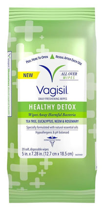 Vagisil Daily Freshening Wipes Healthy Detox 20 Count (3 Pieces)