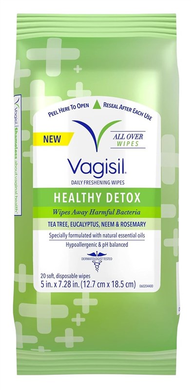 Vagisil Daily Freshening Wipes Healthy Detox 20 Count (3 Pieces)