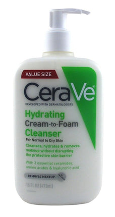 Cerave Hydrating Cleanser Cream-To-Foam Normal-Dry 16oz