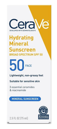 Cerave Sunscreen Hydrating Spf#50 Face 2.5oz