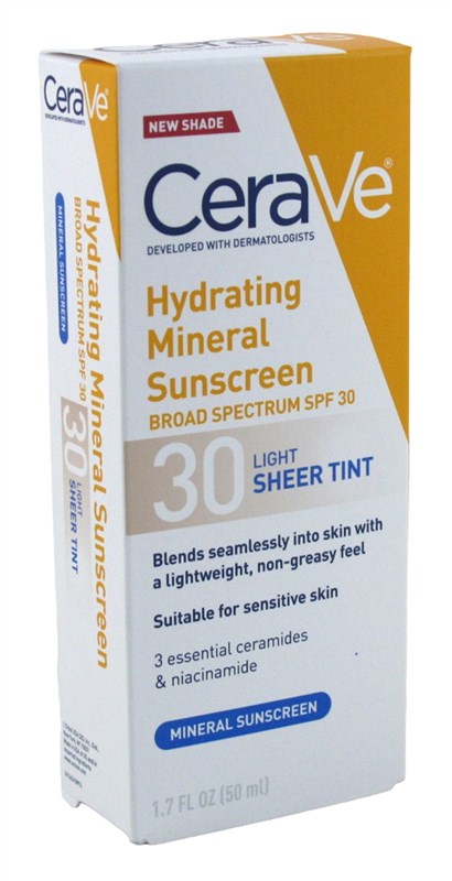 Cerave Sunscreen Hydrating Mineral Spf30 Light Tint 1.7oz