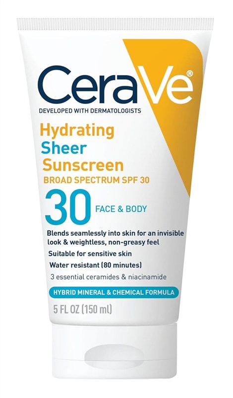 Cerave Sunscreen Hydrating Spf#30 Sheer Face & Body 5oz