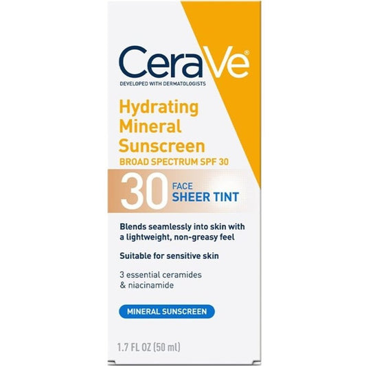 Cerave Sunscreen Hydrating Spf#30 Sheer Face And Body 3oz