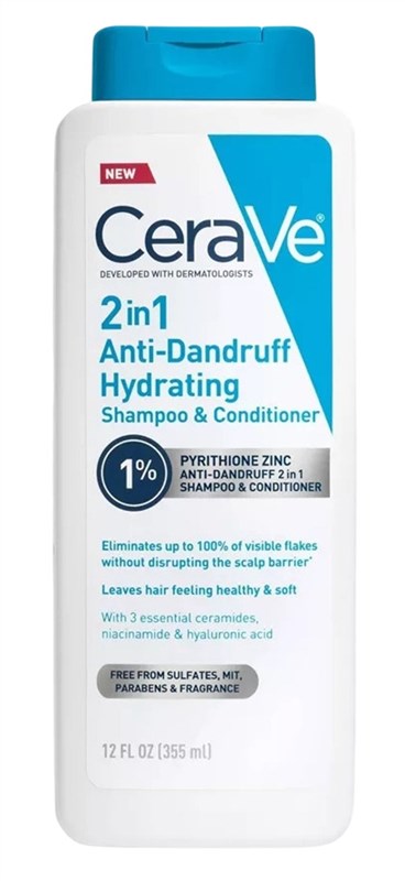 Cerave Shampoo Anti-Dandruff 2 In 1 Hydrating 12oz