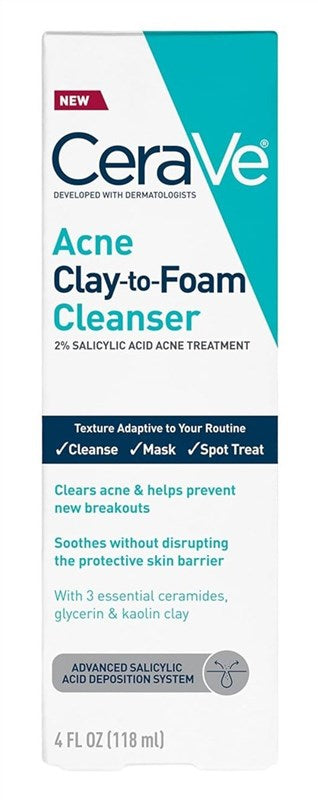 Cerave Acne Clay-To-Foam Cleanser 4oz