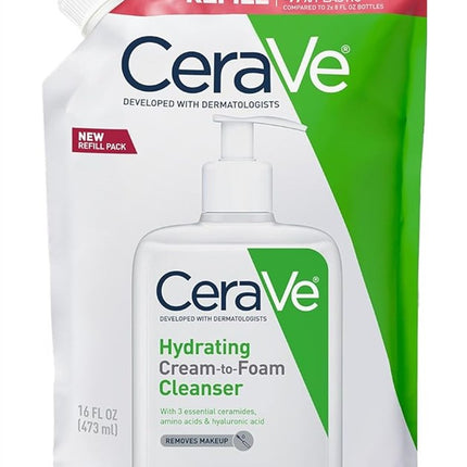 Cerave Hydrating Cleanser Cream-To-Foam Refill Pack 16oz