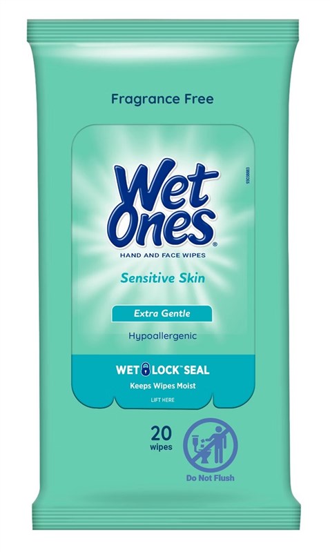 Wet Ones Anti-Bacterial Hand Wipes Extra Gentle 20Ct (10 Pieces)