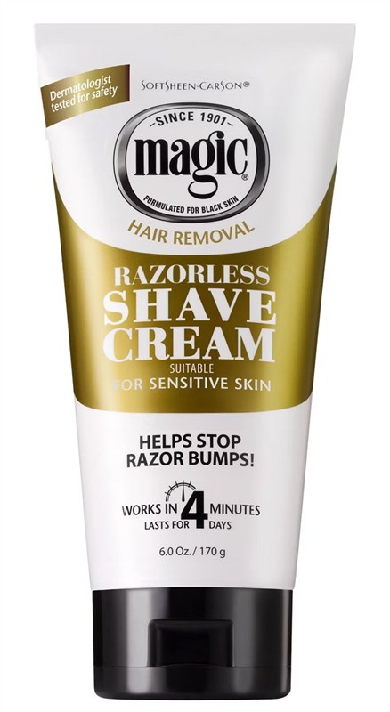 Magic Razorless Cream Shave Sensitive Skin 6oz Tube