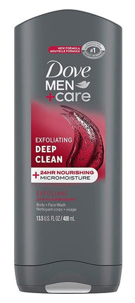 Dove Body & Face Wash Mens Exfoliating Deep Clean 13.5oz