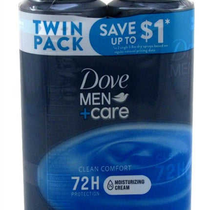 Dove Deodorant 3.8oz Dry Spray Men+Care Clean Comfort Twin Pk
