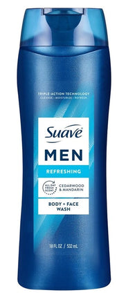 Suave Mens Body Wash Refreshing Body + Face 18oz