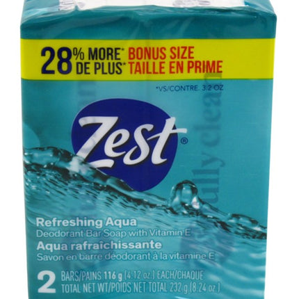 Zest Bath Bars 4.12oz Refreshing Aqua Bonus Size