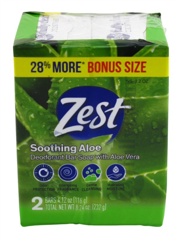 Zest Bath Bars 4.12oz Soothing Aloe Bonus Size