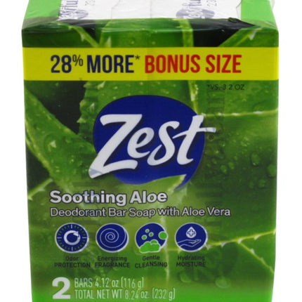 Zest Bath Bars 4.12oz Soothing Aloe Bonus Size