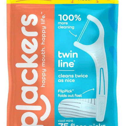Plackers Twin-Line Floss Picks Cool Mint