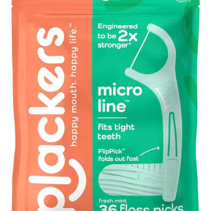 Plackers Micro Line Floss Picks Fresh Mint 36 Count(6 Pieces)