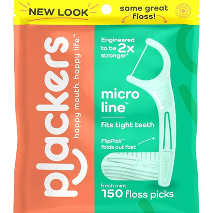 Plackers Micro Line Floss Picks Fresh Mint 150 Count