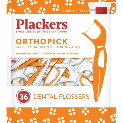 Plackers Orthopick Dental Flossers 36 Count (4 Pieces)