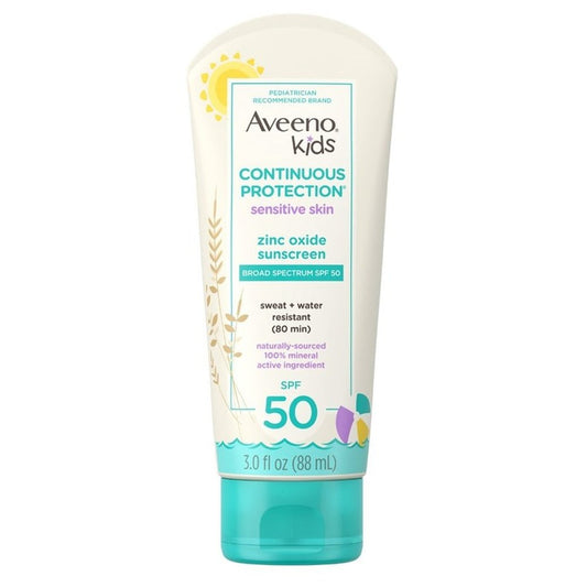 Aveeno Spf#50 Kids Sensitive Skin Zinc Oxide Sunscreen 3oz