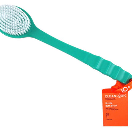 Clean Logic Bristle Brush Plastic Handle Bath Brush 14In