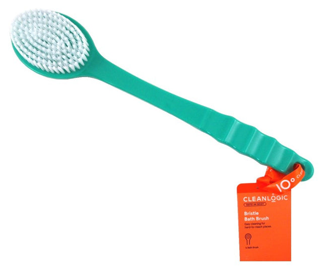 Clean Logic Bristle Brush Plastic Handle Bath Brush 14In