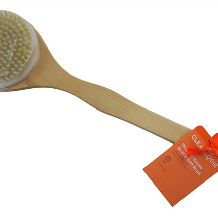 Clean Logic Bristle Brush Wooden Handle Bath Brush 16In