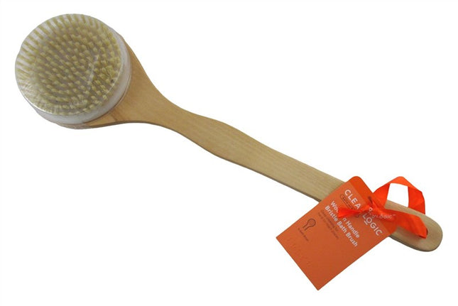 Clean Logic Bristle Brush Wooden Handle Bath Brush 16In