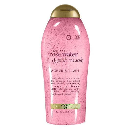 Ogx Body Scrub & Wash Rose Water & Pink Sea Salt 19.5oz