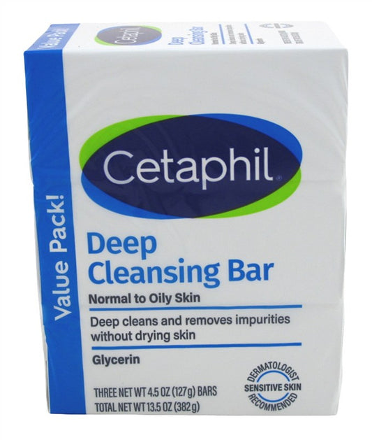 Cetaphil Deep Cleansing Bar 3 Pack 4.5oz Value Pack