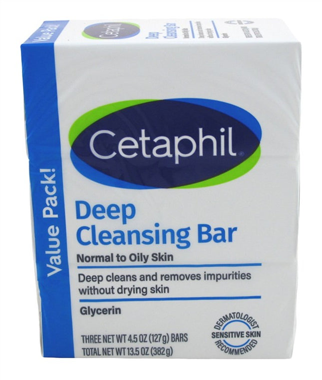 Cetaphil Deep Cleansing Bar 3 Pack 4.5oz Value Pack