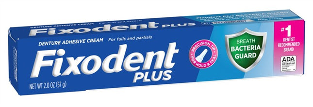 Fixodent Denture Adhesive Plus Breath Bacteria Guard 2oz