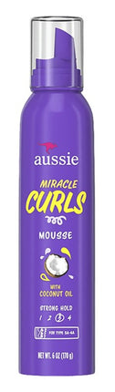 Aussie Miracle Curls Mousse Strong Hold W/Coconut Oil 6oz.