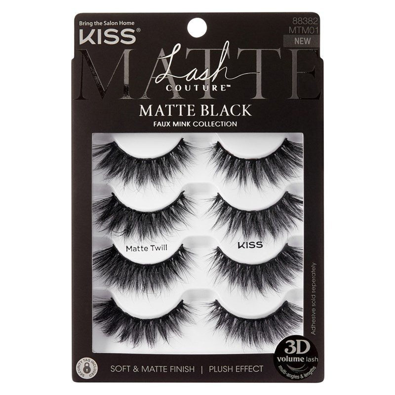 Kiss Lash Couture Matte Black Matte Twill Multi-Pack 4-Pair