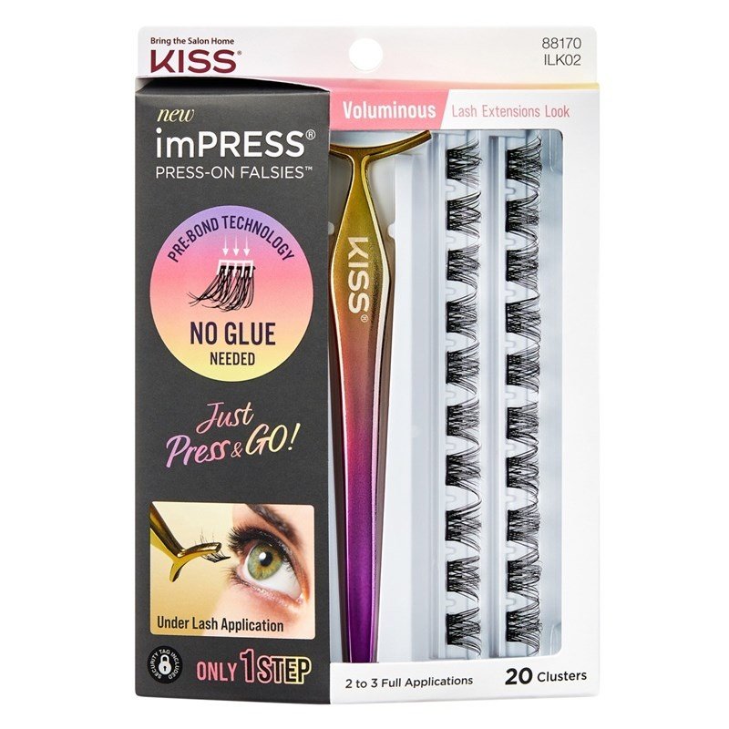 Kiss Lash Impress Press-On Falsies Voluminous 20 Clusters