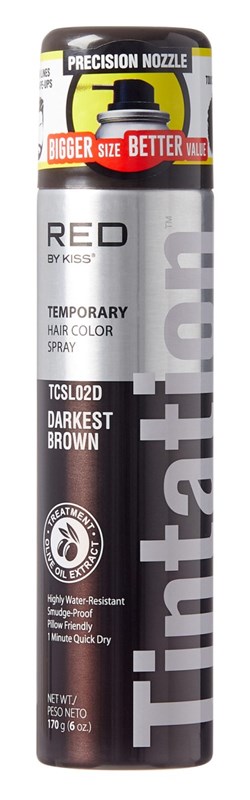 Kiss Tintation Temporary Color Spray Darkest Brown 6oz