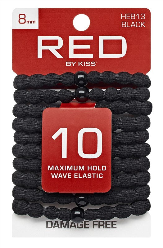 Kiss Red Cotton Elastic Hair Band 10 Count 8Mm (6 Pieces)