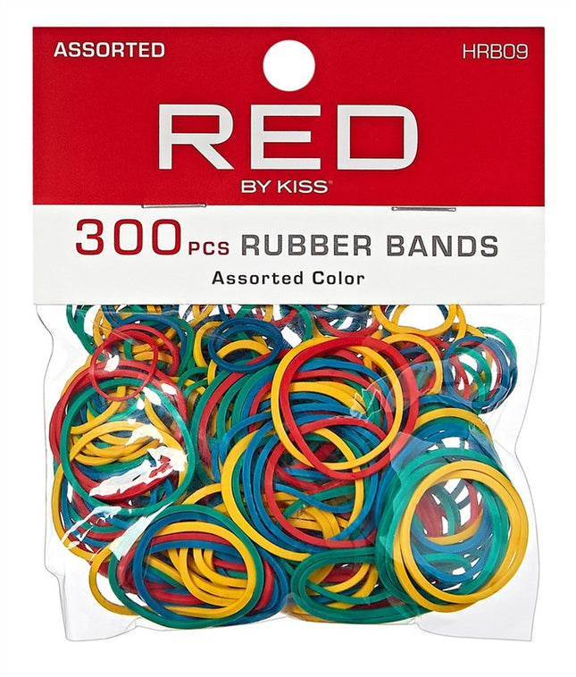 Kiss Red Rubber Bands 300 Ct Assorted Colors/Sizes (12 Pieces)