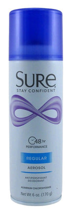 Sure Deodorant Antiperspirant Regular Aerosol 48Hr 6oz