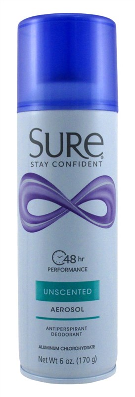 Sure Deodorant Antiperspirant Unscented Aerosol 48Hr 6oz