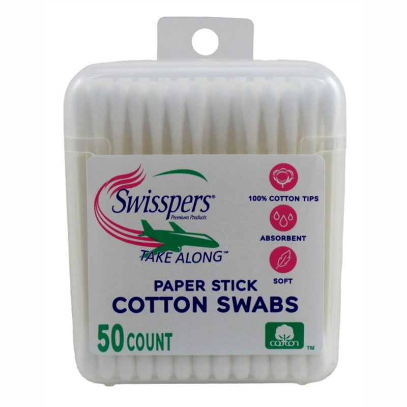 Swisspers Take Along Cotton Swabs 50 Count (12in)