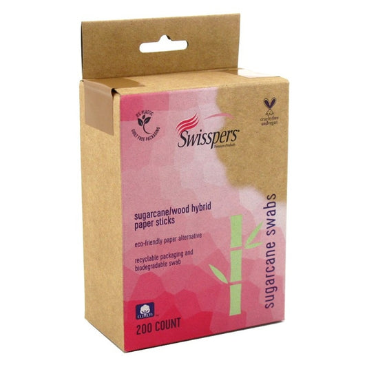 Swisspers Cotton Swabs 200 Count Sugarcane/Wood Hybrid